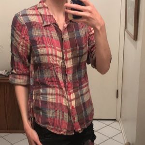 Passport pink plaid button down